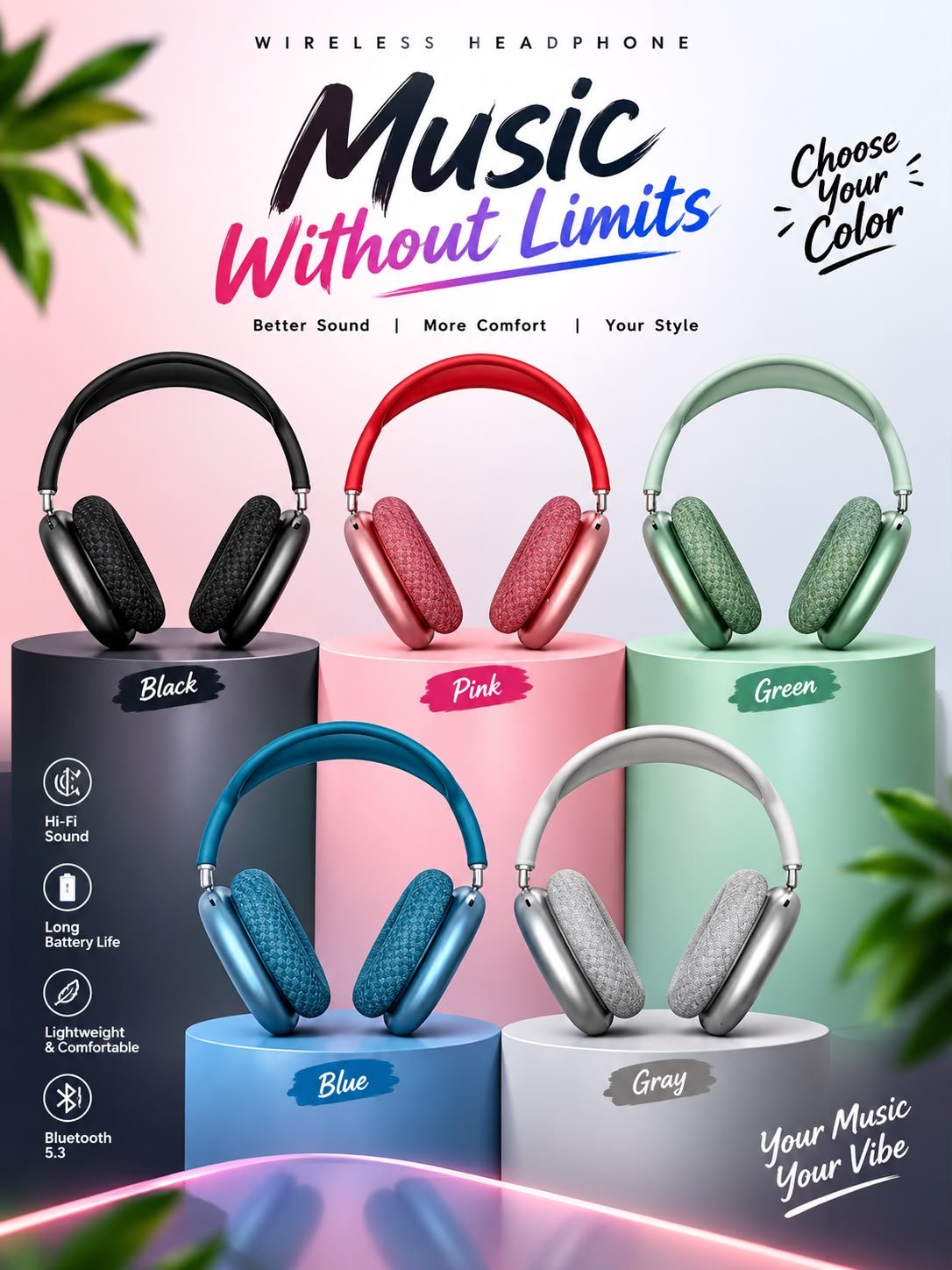 P9 Wireless Bluetooth Over-Ear Stereo Headphones