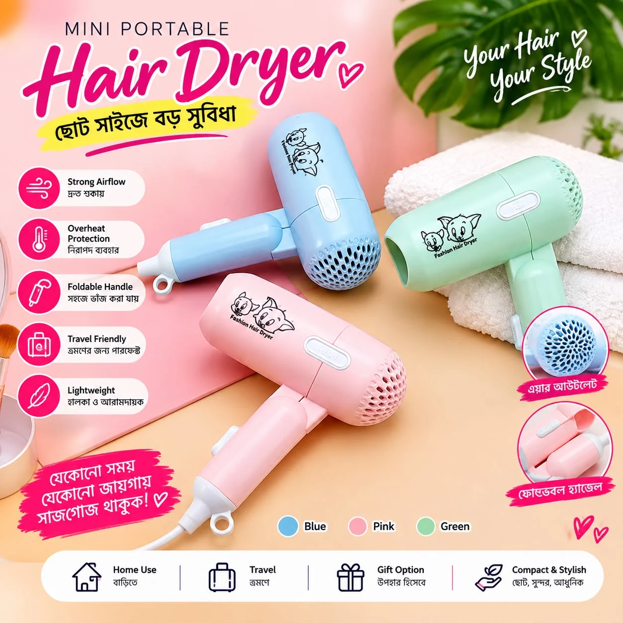 Professional Salon High-Power Fast Hair Dryer
