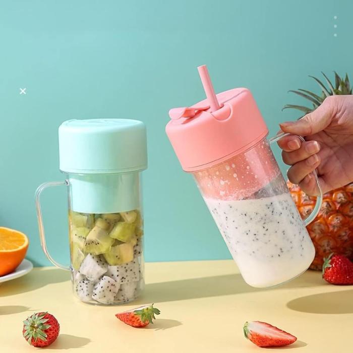 2-in-1 Portable USB Rechargeable Mini Juice Blender Cup with Sports Lid