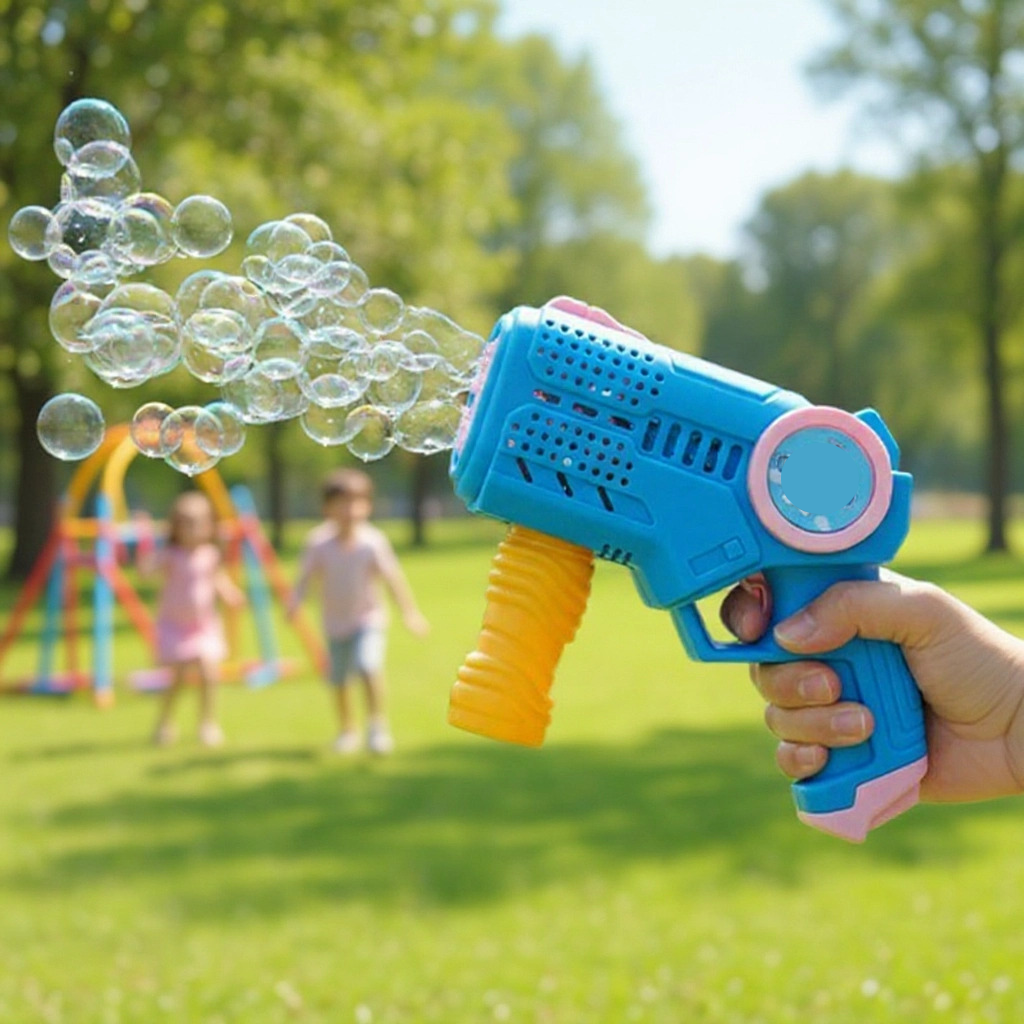 Automatic Electric Gatling Rocket Bubble Machine Blaster Toy