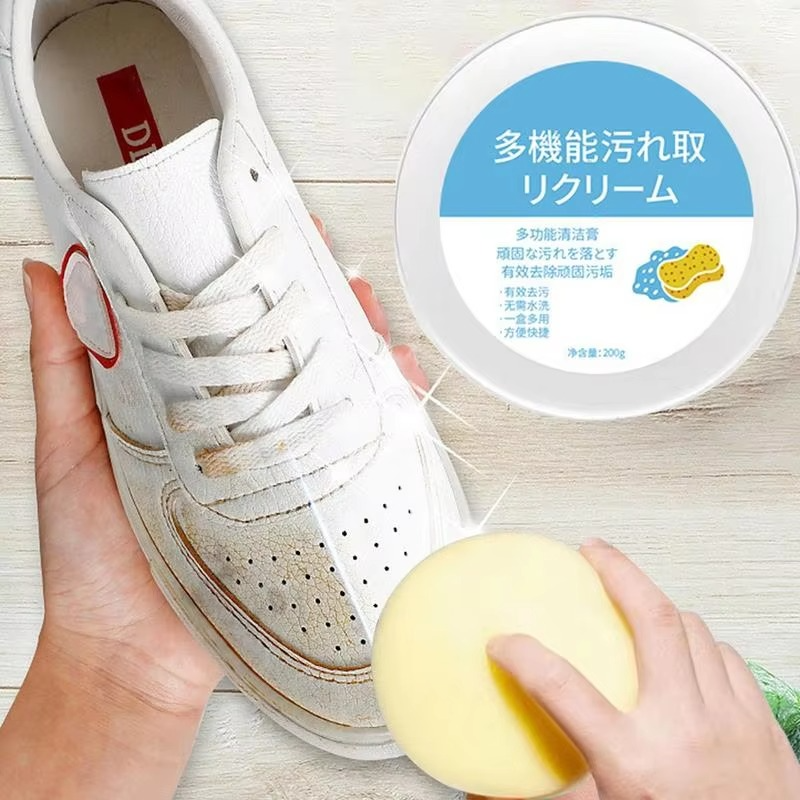 Instant White Shoe Sneaker Cleaner Stain Remover Cream with Sponge
