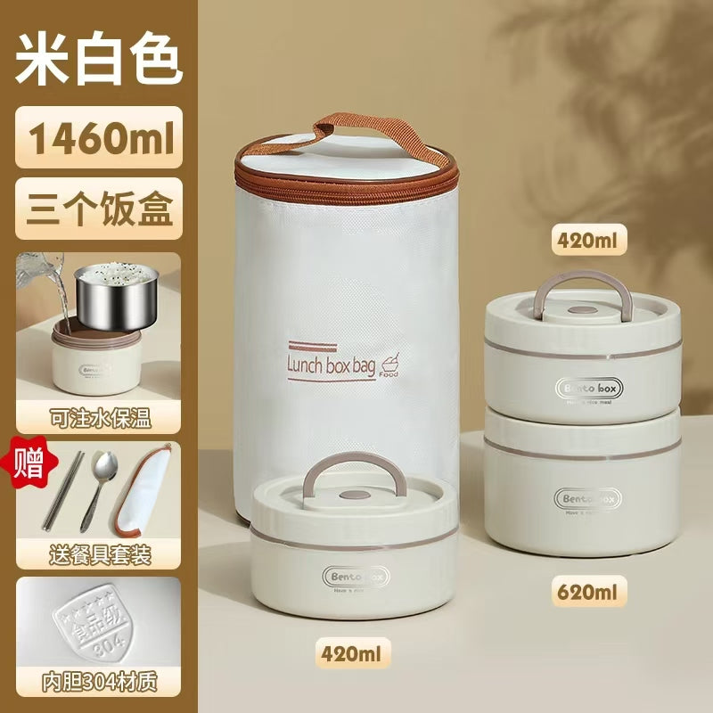 3-Tier Leakproof Microwave-Safe Bento Lunch Box with Cutlery