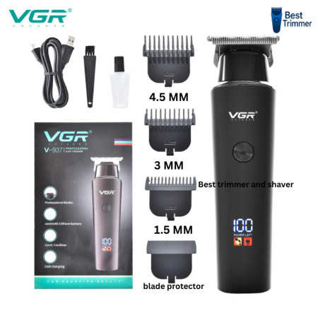 VGR V-937 Professional Cordless Hair Trimmer with LED Display