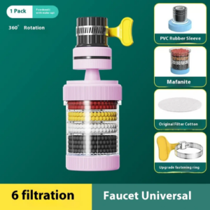 Kitchen Water Faucet Filter 6 Layers Nozzle Filter 360 Degree Rotation Faucet Purifier Water Tap Nozzle Filter