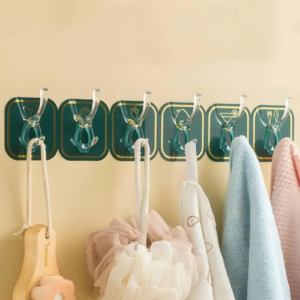 6 Row Self-Adhesive Plastic Hook Rack (2 Sheets)