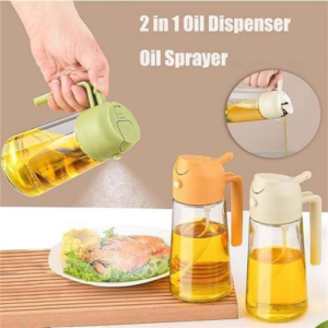 2 In 1 Glass Oil Spray Dispenser 500ml – Spray & Pour Oil Bottle