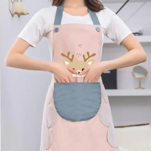 Waterproof Kitchen Apron with Hand Wipe Towels & Large Pocket