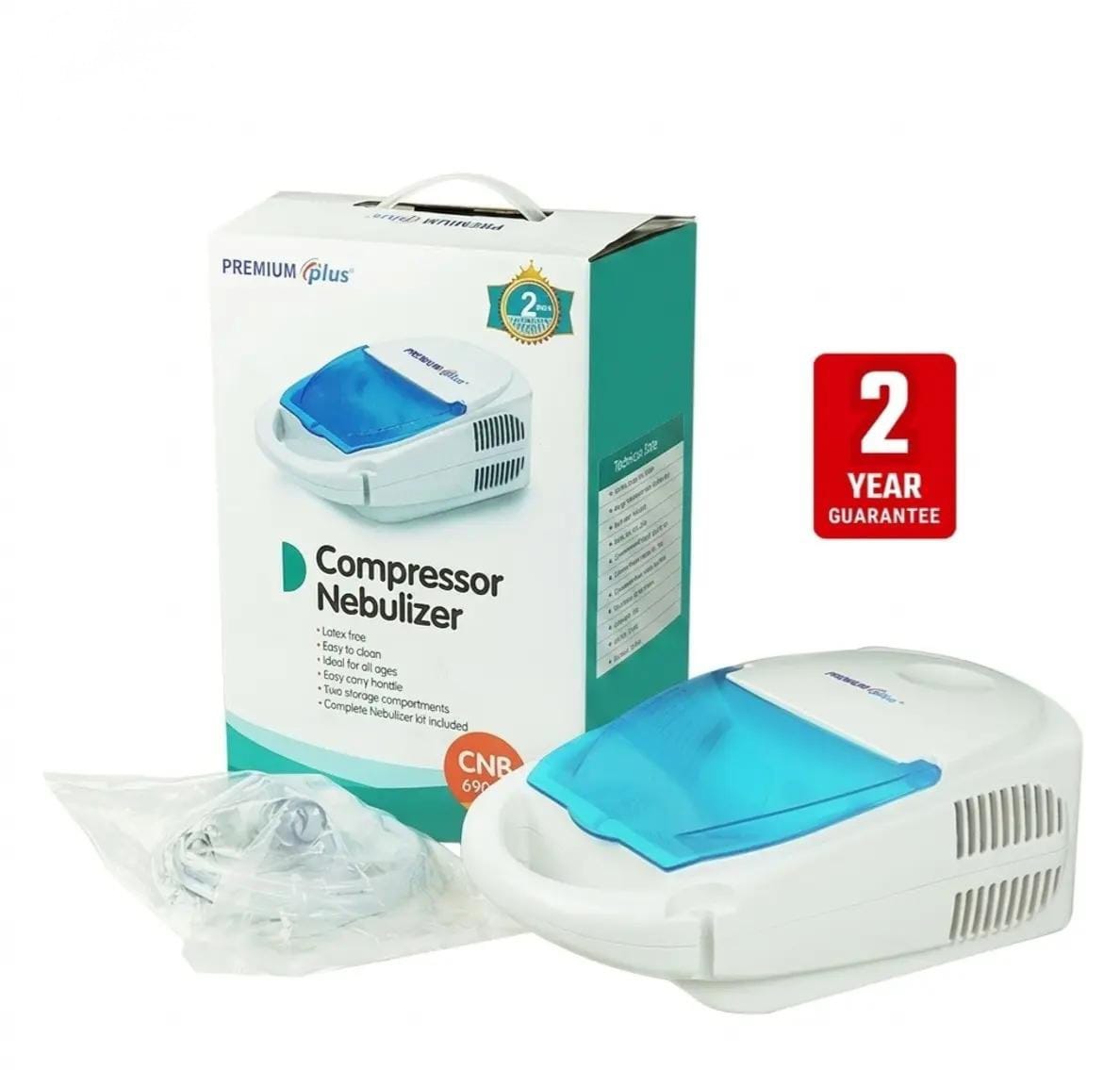 Premium Plus Portable Compressor Nebulizer – Low Noise, 2 Years Warranty