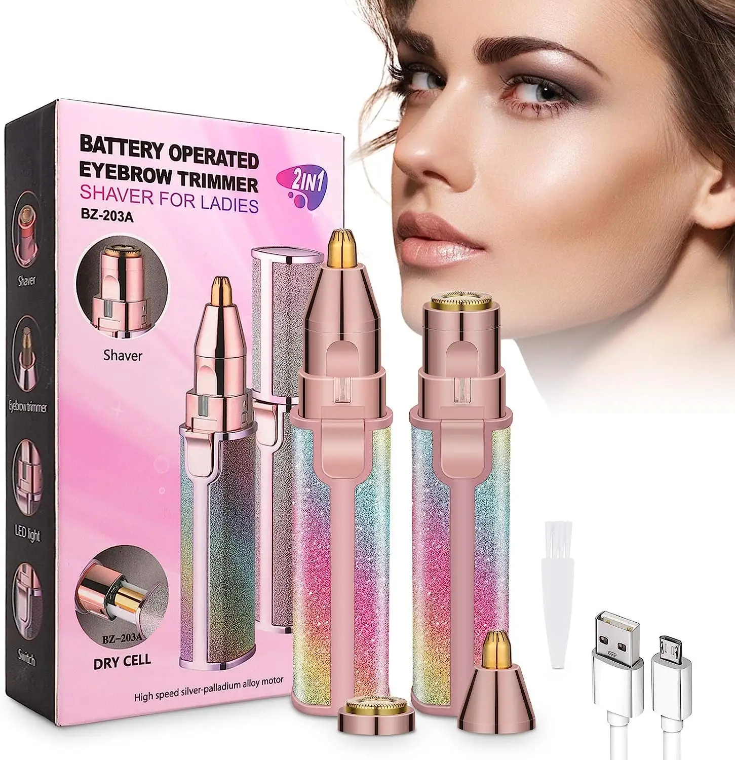 2-in-1 Lady Shaver & Flawless Eyebrow Trimmer
