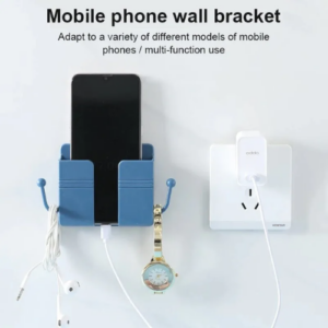 Universal Wall Mount Phone Charging Holder | Multifunction Mobile Charger Rack Shelf with Adhesive Stand