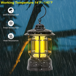 Retro Outdoor Camping Lantern | USB Rechargeable Portable LED Hanging Light for Camping, Hiking & Emergency Use
