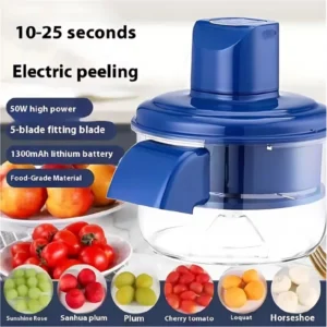 KD094 Rechargeable Handheld Fruit & Vegetable Peeler | USB Electric Automatic Peeling Machine with 5 Stainless Steel Blades