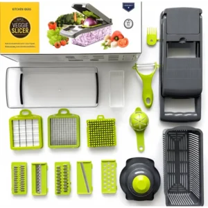 16-in-1 Multifunctional Vegetable Cutter & Chopper | Manual Kitchen Food Slicer with Stainless Steel Blades & Washing Basket