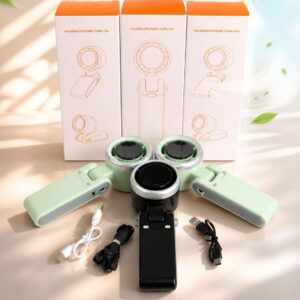 Portable Mini High-Speed Turbo Fan | USB Rechargeable Handheld & Neck Fan with Digital Display, 5 Wind Speeds & 1800mAh Battery