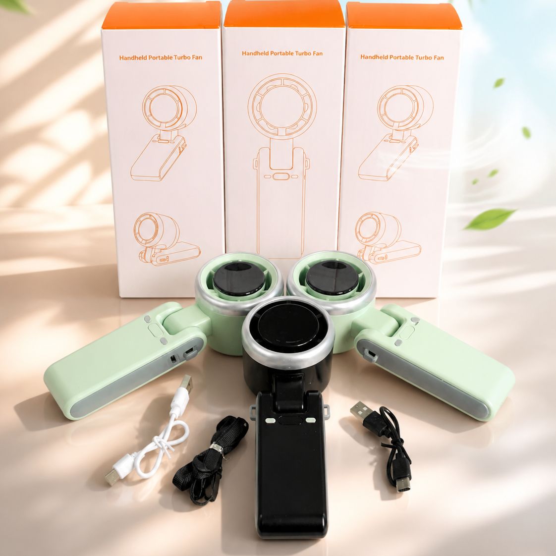 Portable Mini High-Speed Turbo Fan | USB Rechargeable Handheld & Neck Fan with Digital Display, 5 Wind Speeds & 1800mAh Battery