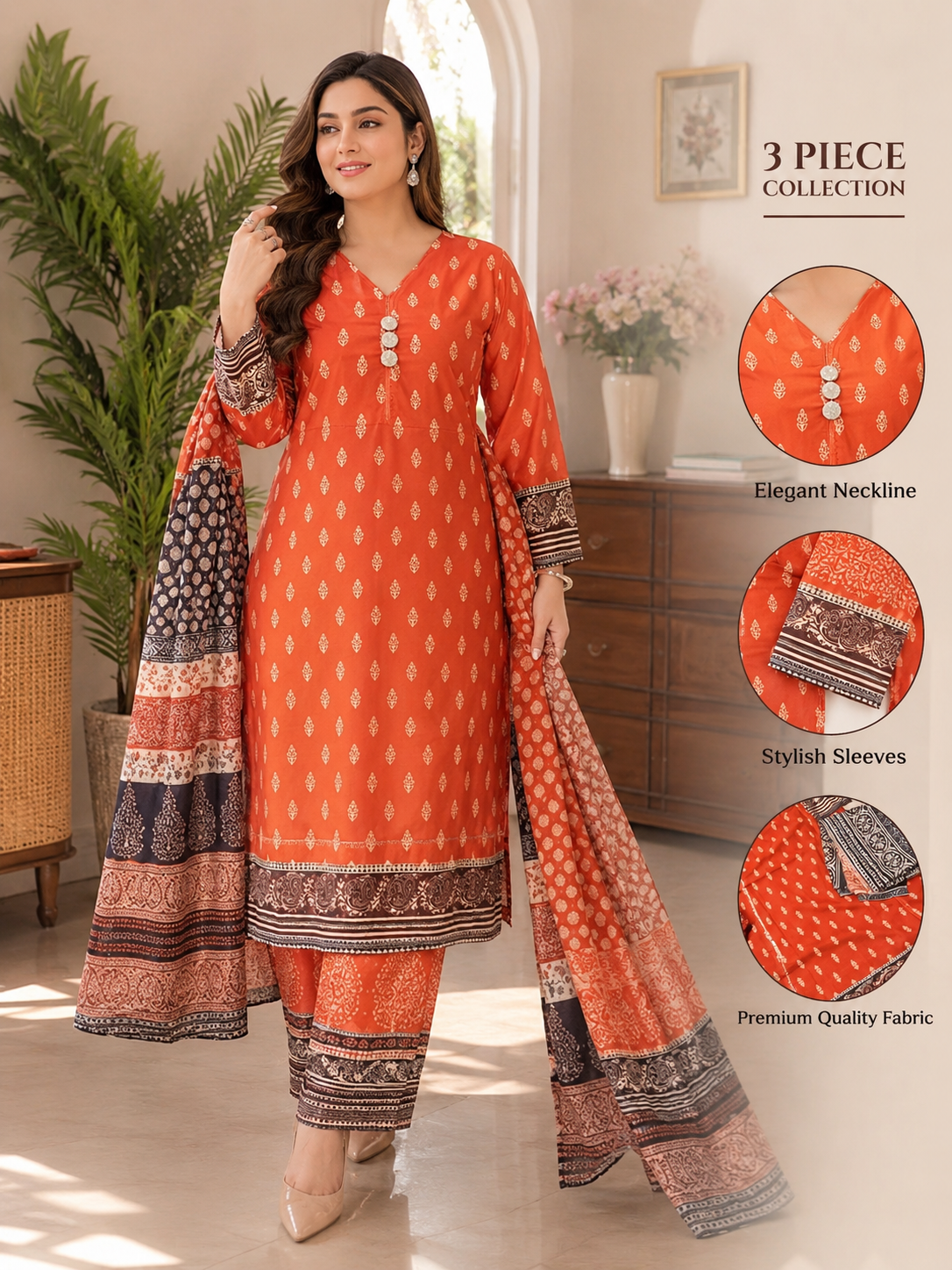 Digital Printed 3 Pieces Set